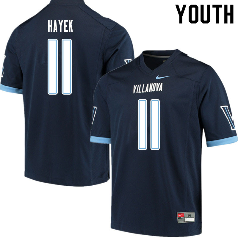 Youth #11 Jaaron Hayek Villanova Wildcats College Football Jerseys Sale-Navy